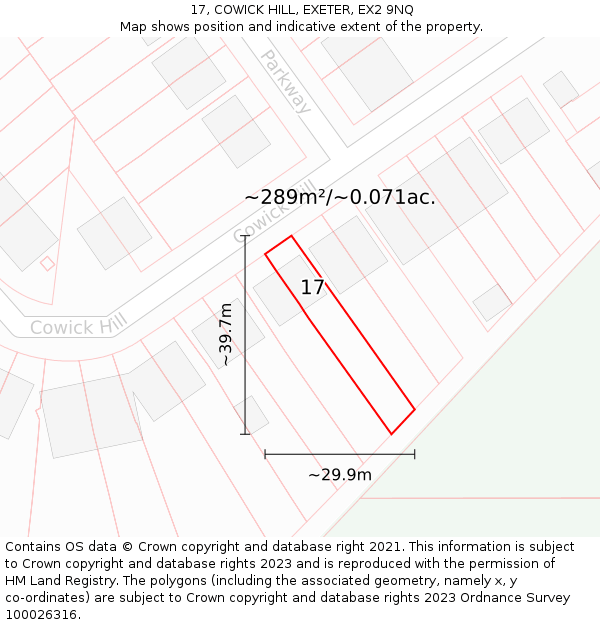 17, COWICK HILL, EXETER, EX2 9NQ: Plot and title map