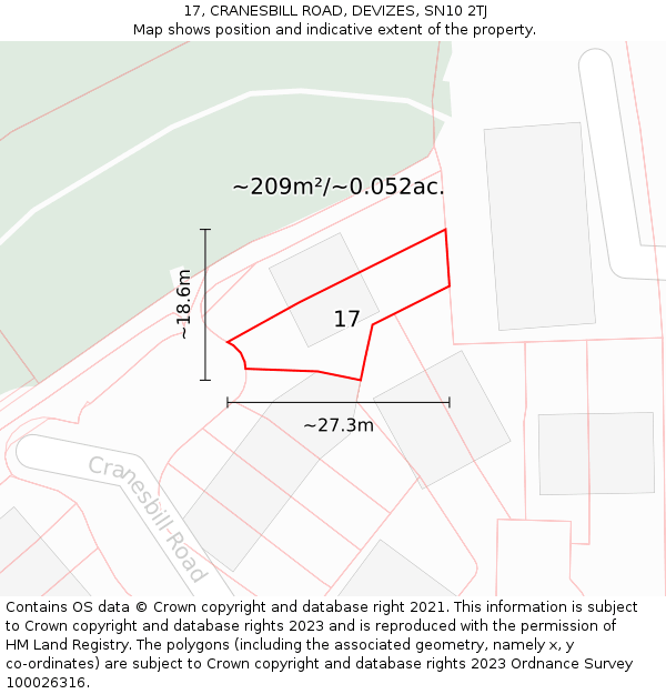 17, CRANESBILL ROAD, DEVIZES, SN10 2TJ: Plot and title map