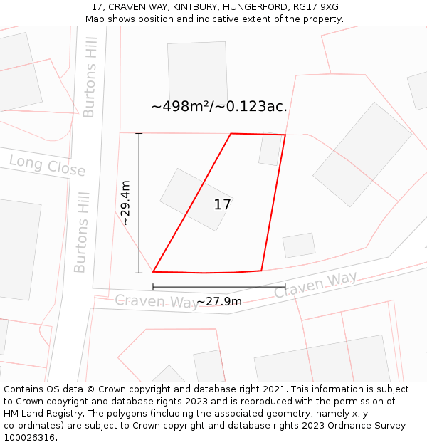 17, CRAVEN WAY, KINTBURY, HUNGERFORD, RG17 9XG: Plot and title map