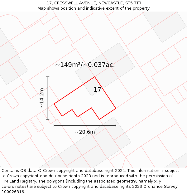 17, CRESSWELL AVENUE, NEWCASTLE, ST5 7TR: Plot and title map
