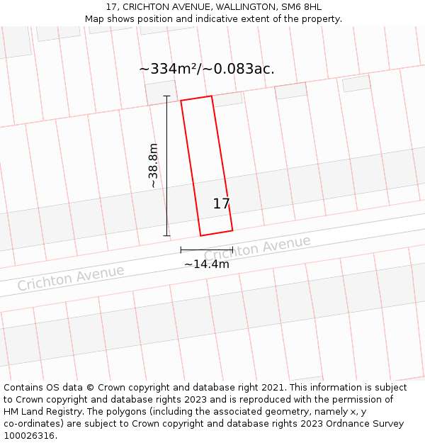 17, CRICHTON AVENUE, WALLINGTON, SM6 8HL: Plot and title map