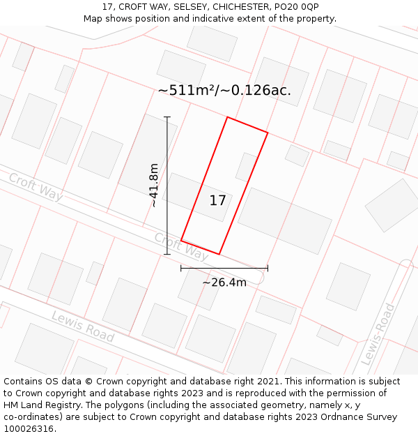 17, CROFT WAY, SELSEY, CHICHESTER, PO20 0QP: Plot and title map
