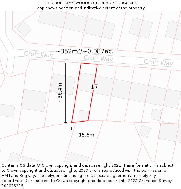 17, CROFT WAY, WOODCOTE, READING, RG8 0RS: Plot and title map