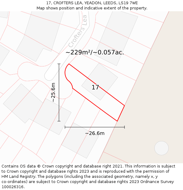 17, CROFTERS LEA, YEADON, LEEDS, LS19 7WE: Plot and title map