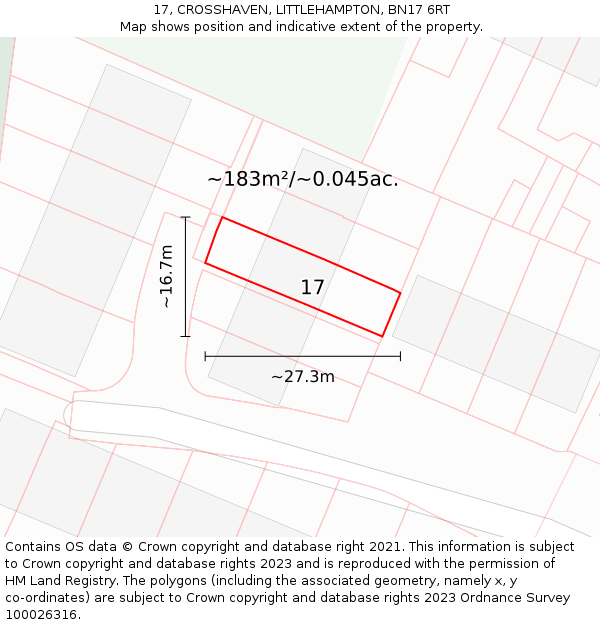 17, CROSSHAVEN, LITTLEHAMPTON, BN17 6RT: Plot and title map