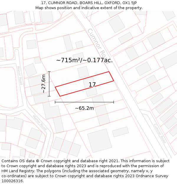 17, CUMNOR ROAD, BOARS HILL, OXFORD, OX1 5JP: Plot and title map