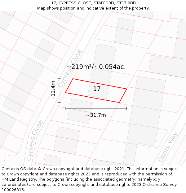 17, CYPRESS CLOSE, STAFFORD, ST17 0BB: Plot and title map