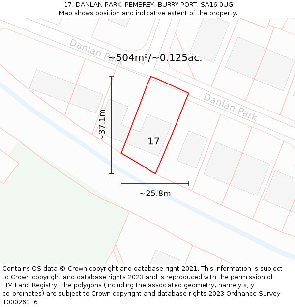 17, DANLAN PARK, PEMBREY, BURRY PORT, SA16 0UG: Plot and title map