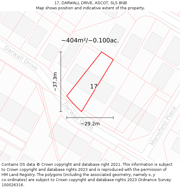17, DARWALL DRIVE, ASCOT, SL5 8NB: Plot and title map