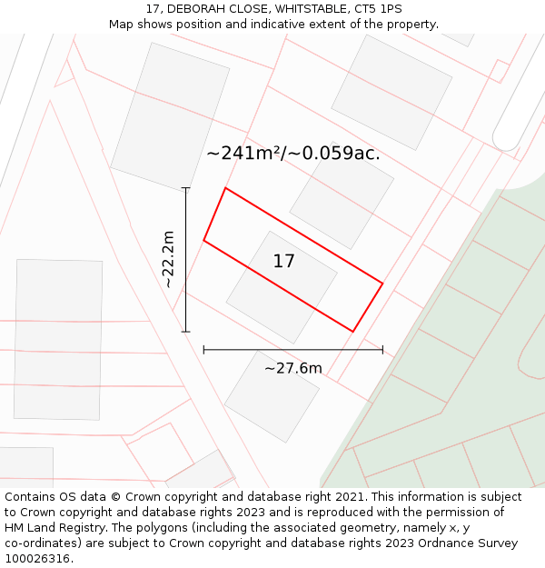 17, DEBORAH CLOSE, WHITSTABLE, CT5 1PS: Plot and title map