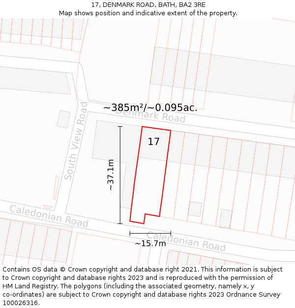 17, DENMARK ROAD, BATH, BA2 3RE: Plot and title map