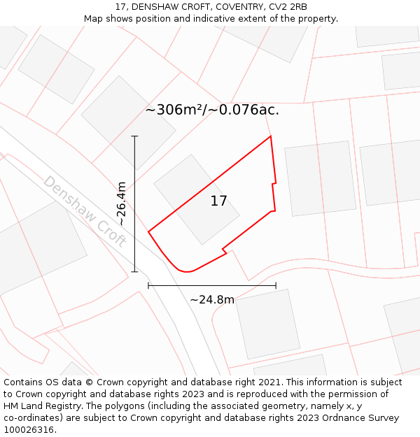 17, DENSHAW CROFT, COVENTRY, CV2 2RB: Plot and title map