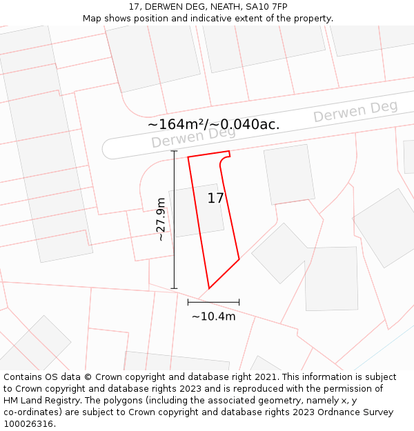 17, DERWEN DEG, NEATH, SA10 7FP: Plot and title map