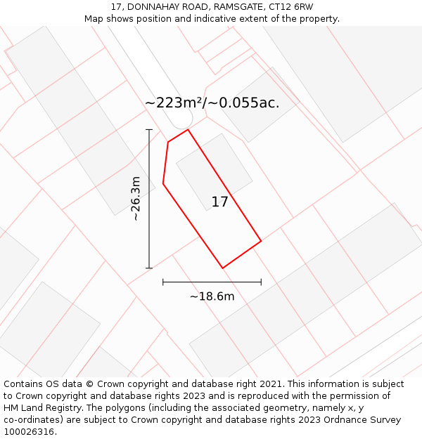 17, DONNAHAY ROAD, RAMSGATE, CT12 6RW: Plot and title map