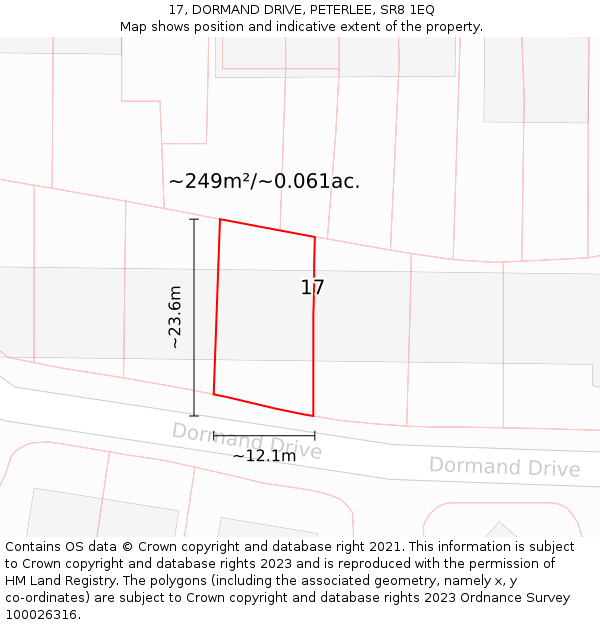 17, DORMAND DRIVE, PETERLEE, SR8 1EQ: Plot and title map