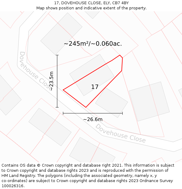 17, DOVEHOUSE CLOSE, ELY, CB7 4BY: Plot and title map