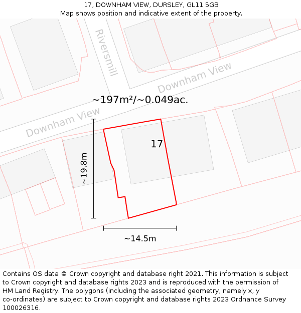 17, DOWNHAM VIEW, DURSLEY, GL11 5GB: Plot and title map