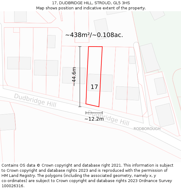 17, DUDBRIDGE HILL, STROUD, GL5 3HS: Plot and title map