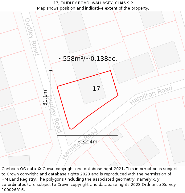17, DUDLEY ROAD, WALLASEY, CH45 9JP: Plot and title map