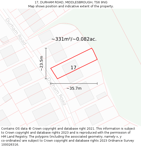 17, DURHAM ROAD, MIDDLESBROUGH, TS6 9NG: Plot and title map