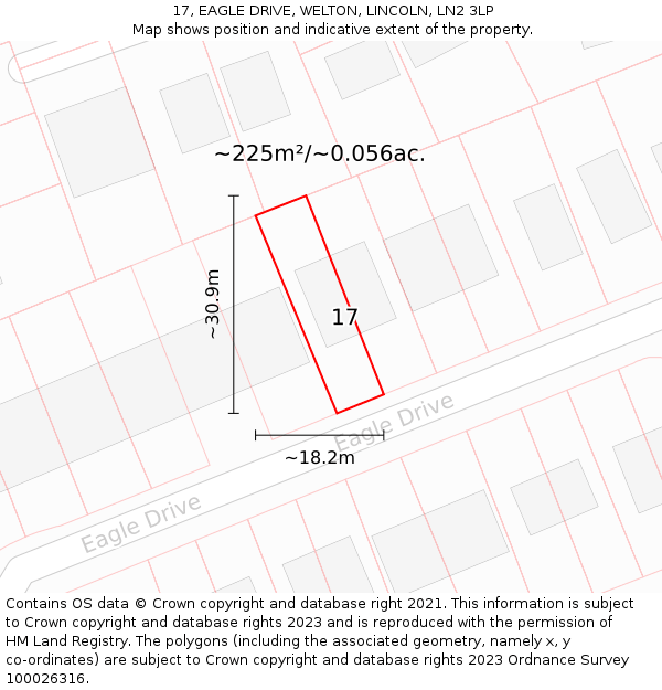 17, EAGLE DRIVE, WELTON, LINCOLN, LN2 3LP: Plot and title map