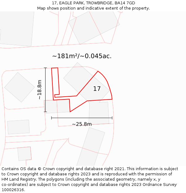 17, EAGLE PARK, TROWBRIDGE, BA14 7GD: Plot and title map