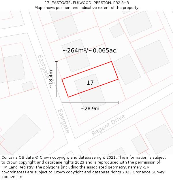 17, EASTGATE, FULWOOD, PRESTON, PR2 3HR: Plot and title map