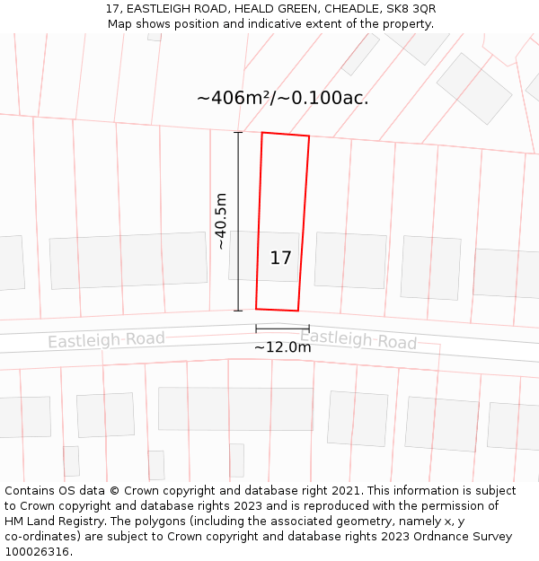 17, EASTLEIGH ROAD, HEALD GREEN, CHEADLE, SK8 3QR: Plot and title map