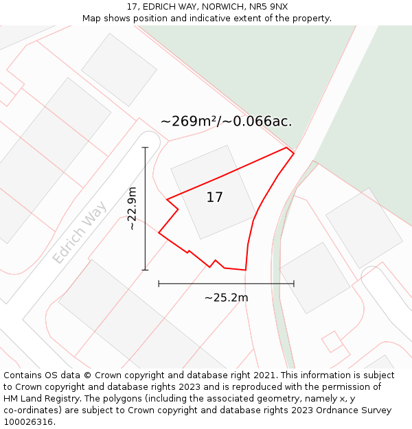 17, EDRICH WAY, NORWICH, NR5 9NX: Plot and title map