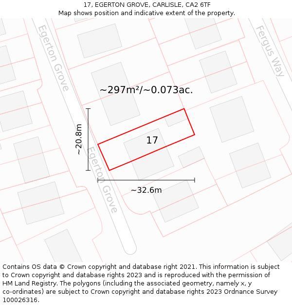17, EGERTON GROVE, CARLISLE, CA2 6TF: Plot and title map