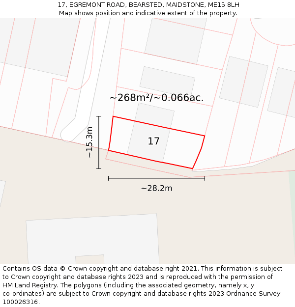 17, EGREMONT ROAD, BEARSTED, MAIDSTONE, ME15 8LH: Plot and title map