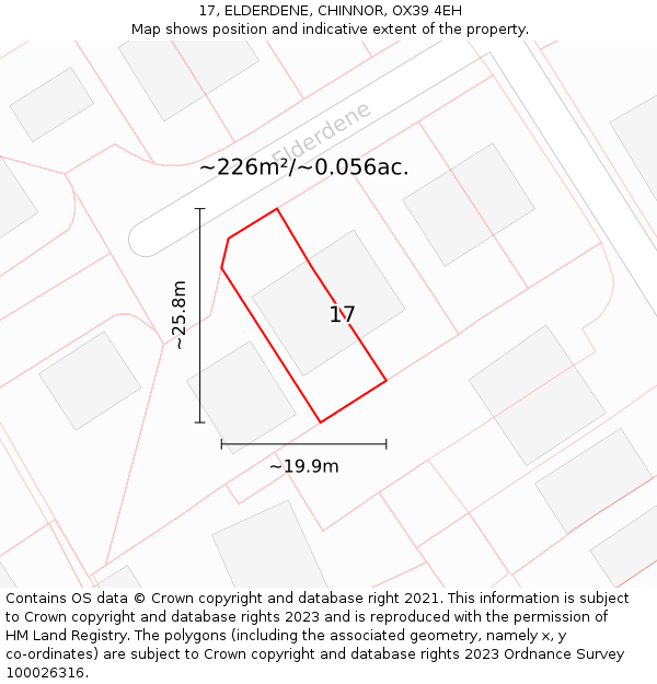 17, ELDERDENE, CHINNOR, OX39 4EH: Plot and title map
