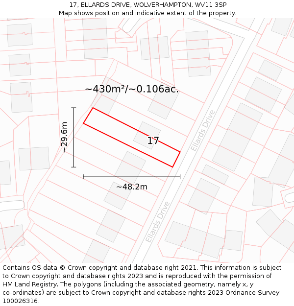 17, ELLARDS DRIVE, WOLVERHAMPTON, WV11 3SP: Plot and title map