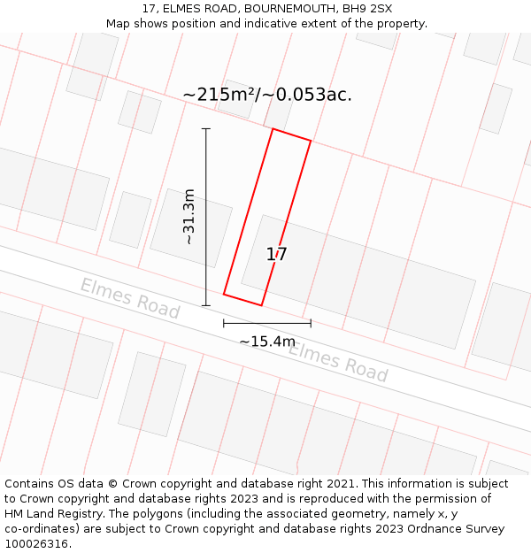 17, ELMES ROAD, BOURNEMOUTH, BH9 2SX: Plot and title map