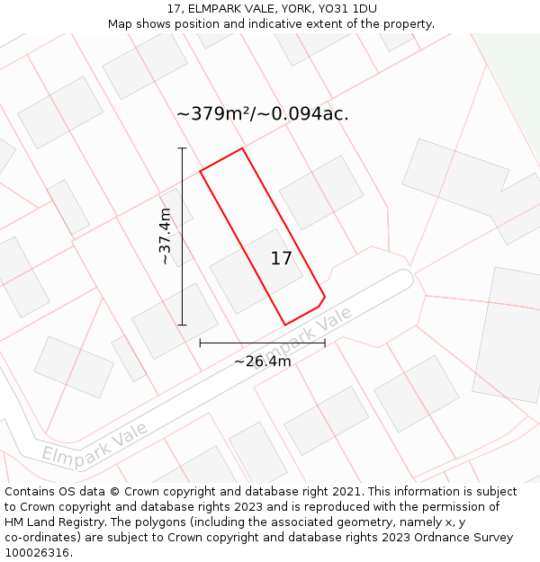 17, ELMPARK VALE, YORK, YO31 1DU: Plot and title map