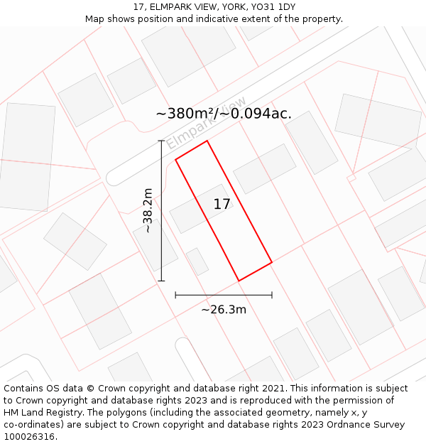 17, ELMPARK VIEW, YORK, YO31 1DY: Plot and title map