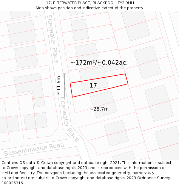 17, ELTERWATER PLACE, BLACKPOOL, FY3 9UH: Plot and title map