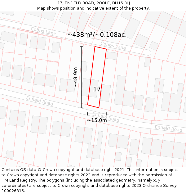 17, ENFIELD ROAD, POOLE, BH15 3LJ: Plot and title map