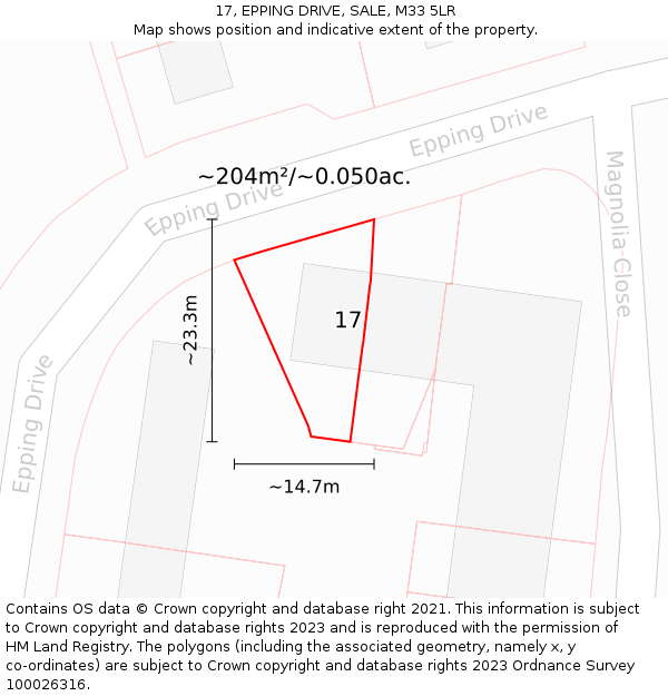 17, EPPING DRIVE, SALE, M33 5LR: Plot and title map