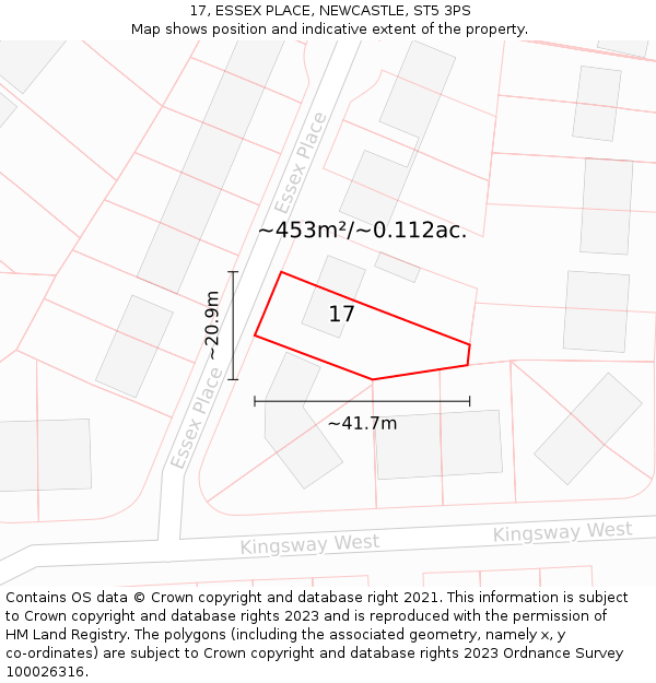 17, ESSEX PLACE, NEWCASTLE, ST5 3PS: Plot and title map