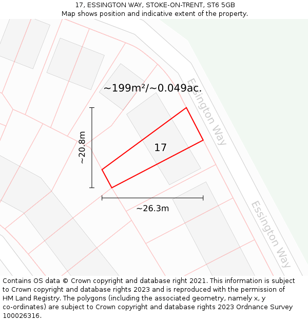 17, ESSINGTON WAY, STOKE-ON-TRENT, ST6 5GB: Plot and title map