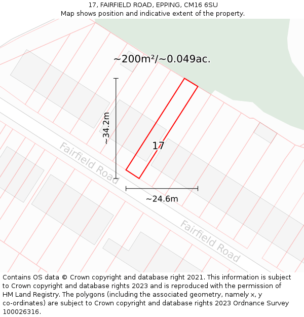 17, FAIRFIELD ROAD, EPPING, CM16 6SU: Plot and title map