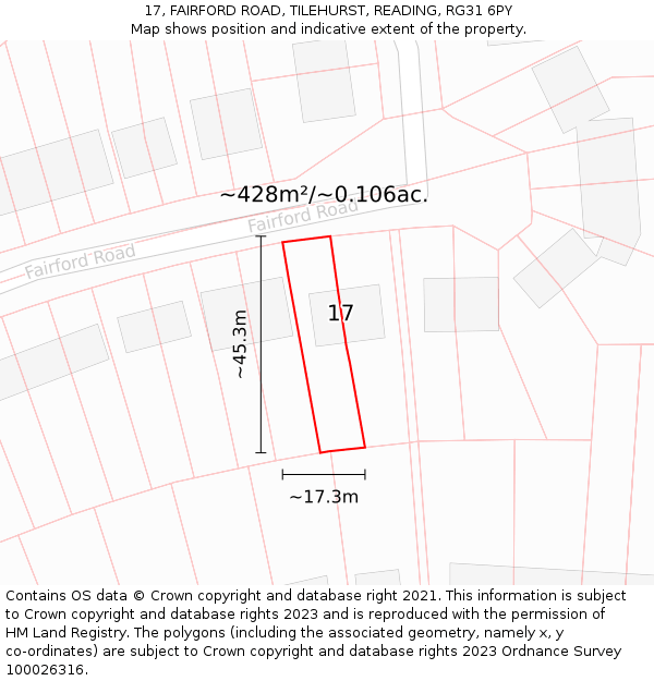 17, FAIRFORD ROAD, TILEHURST, READING, RG31 6PY: Plot and title map