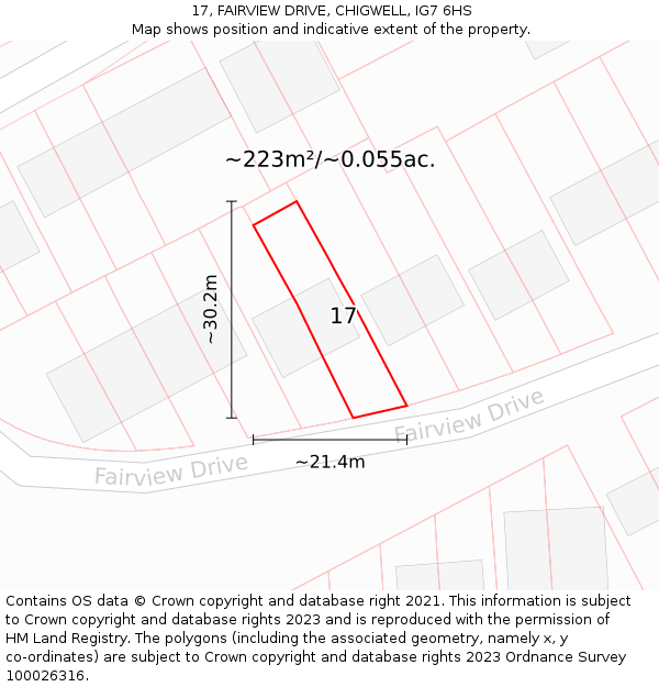 17, FAIRVIEW DRIVE, CHIGWELL, IG7 6HS: Plot and title map
