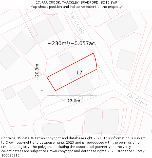 17, FAR CROOK, THACKLEY, BRADFORD, BD10 8WF: Plot and title map