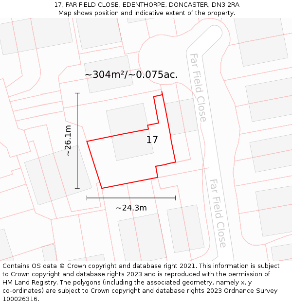17, FAR FIELD CLOSE, EDENTHORPE, DONCASTER, DN3 2RA: Plot and title map