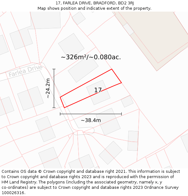 17, FARLEA DRIVE, BRADFORD, BD2 3RJ: Plot and title map