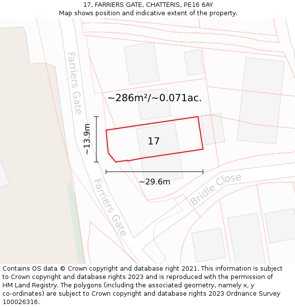 17, FARRIERS GATE, CHATTERIS, PE16 6AY: Plot and title map
