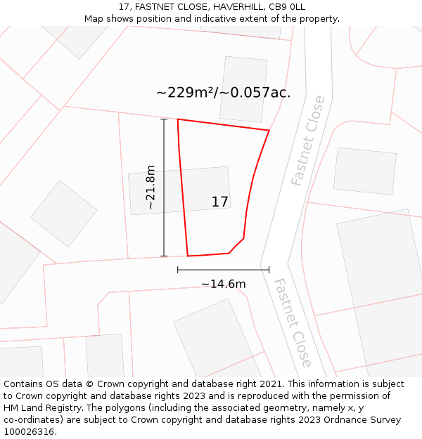 17, FASTNET CLOSE, HAVERHILL, CB9 0LL: Plot and title map