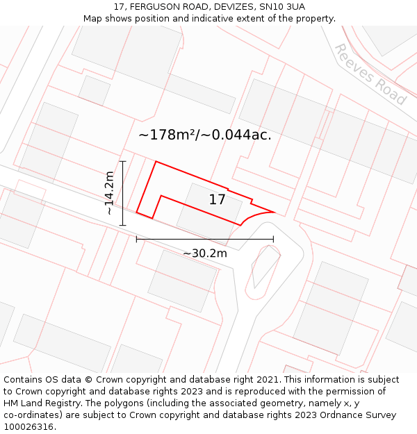 17, FERGUSON ROAD, DEVIZES, SN10 3UA: Plot and title map